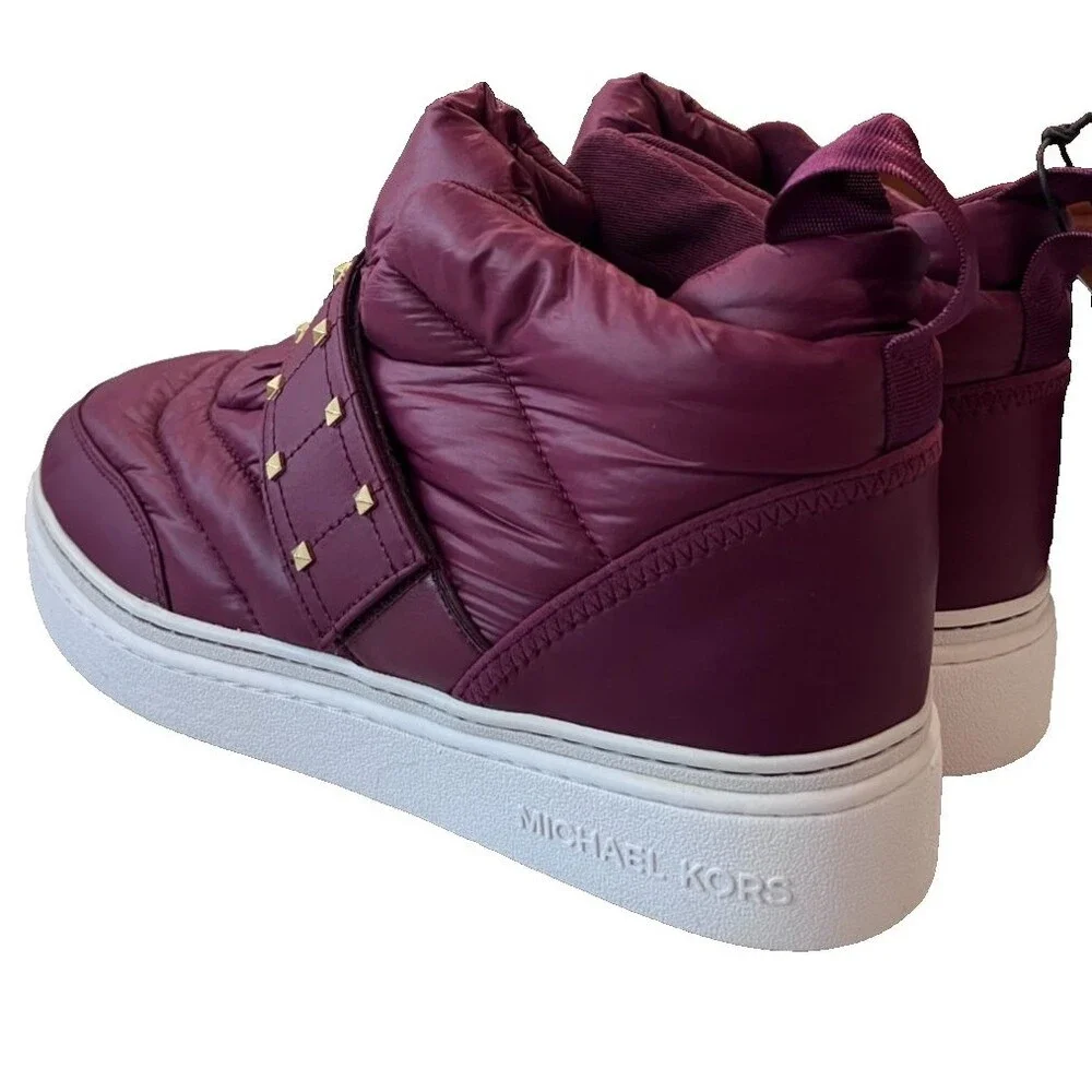 Michael Kors NEW Size 10 Puffer High‑Top Sneakers Bootie Women’s Dark Berry - Picture 15 of 15